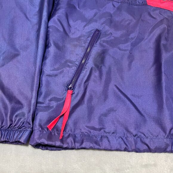 Columbia Jacket Mens Large Purple Vintage 80s Windbreaker 1/2 Zip Radial Sleeve - Picture 7 of 13